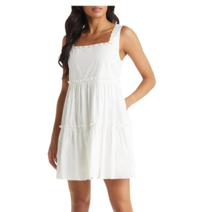 NWOT VICI Collection Poplin Tiered Babydoll‎ Dress in White (XS)